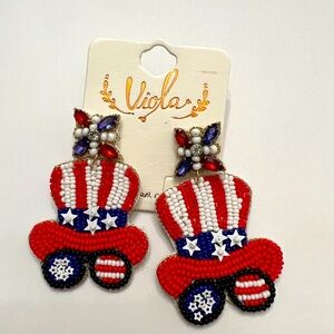 Viola Patriotic Beaded Earrings